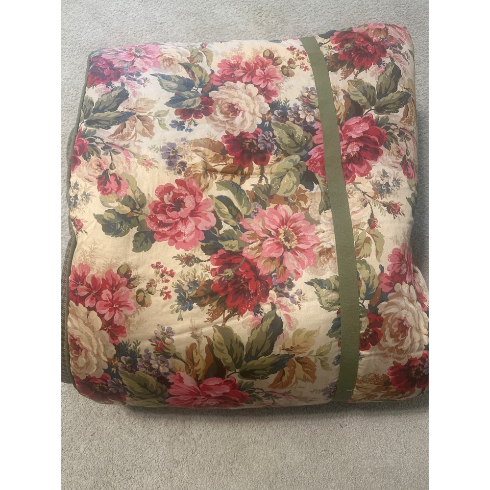 Chaps VTG King Comforter Floral Houndstooth Reversible Cotton Rosemont read